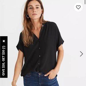 Madewell Central Drapey Shirt in Black XS